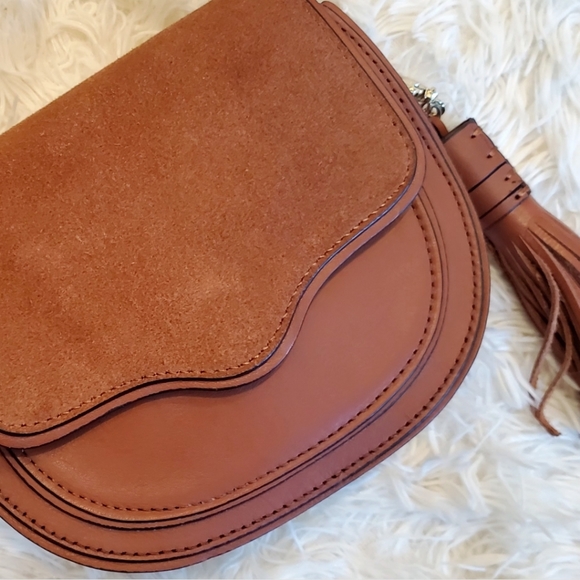 REBECCA MINKOFF MINI SUEDE & LEATHER SATCHEL - Picture 2 of 15